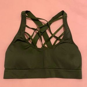 Victoria’s Secret Sport Army Green Criss-Cross Sports Bra with Adjustable Straps